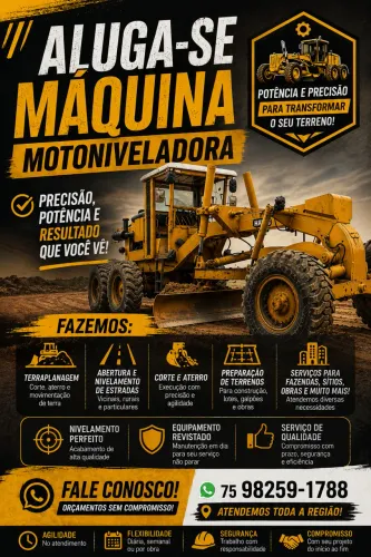 Aluga-se Máquina de Terraplanagem