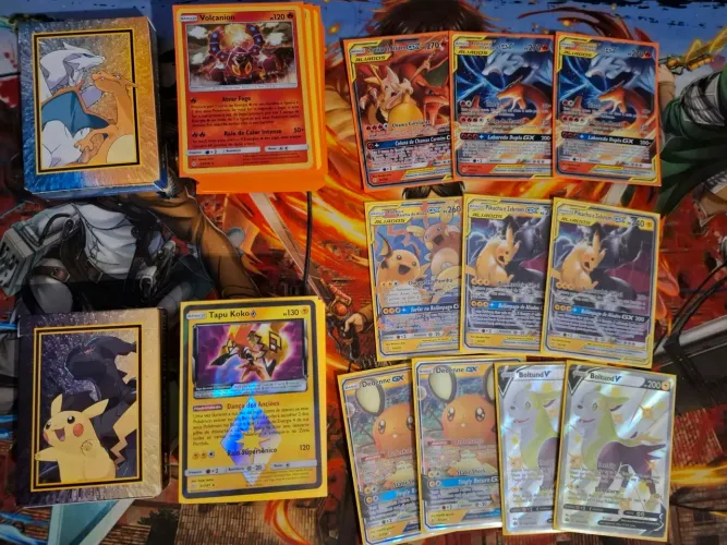 Baralho Pokémon Cartas, Pikachu e Zekrom Vs Charizae Reshiram Deck tcg