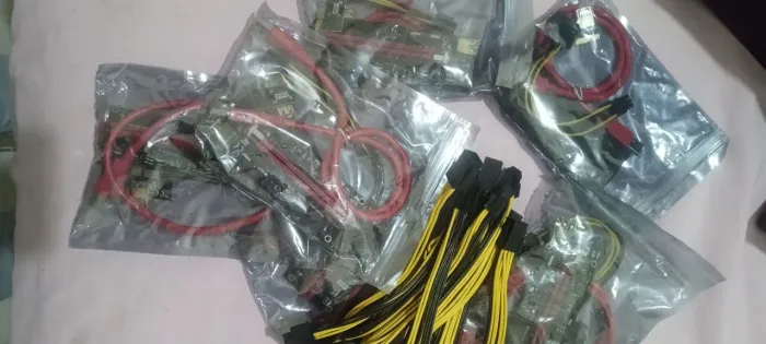 Kit mineração 6 Adaptadores Riser e 10 cabos placa de vídeo