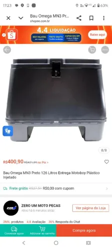 Baú de moto pequeno