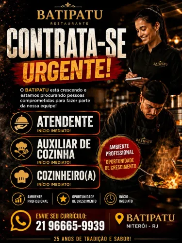 Contrata-se PIRATININGA restaurante