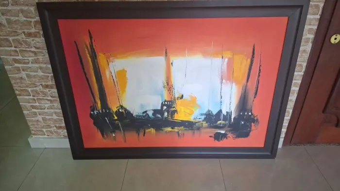 Quadro Decorativo Abstrato Grande com Moldura