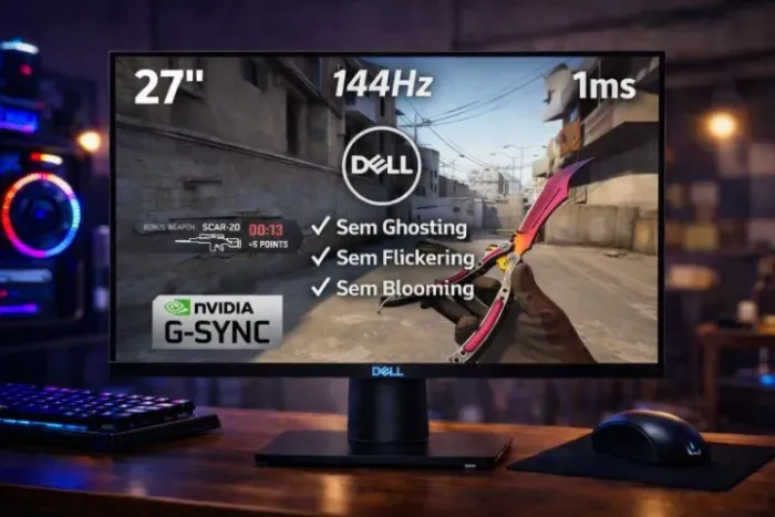 Monitor Gamer COMPETITIVO CS:GO e todos FPS - DELL 27" - 144Hz 1ms G-SYNC TOP de linha!