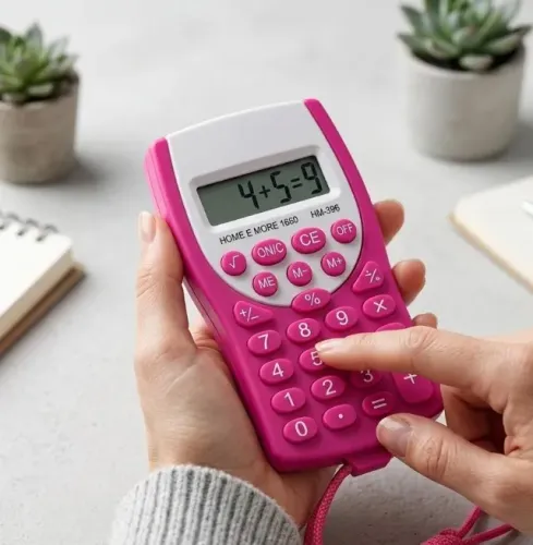 calculadora home e more 1660 colorida com cordão mini calculadora hm-396