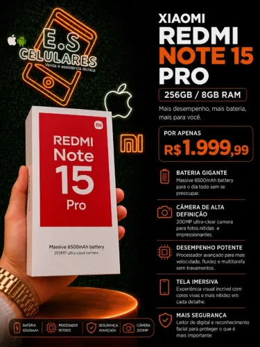 XIAOMI REDMI NOTE 15 PRO 256GB/8GB RAM - CELULAR XIAOMI NOVO