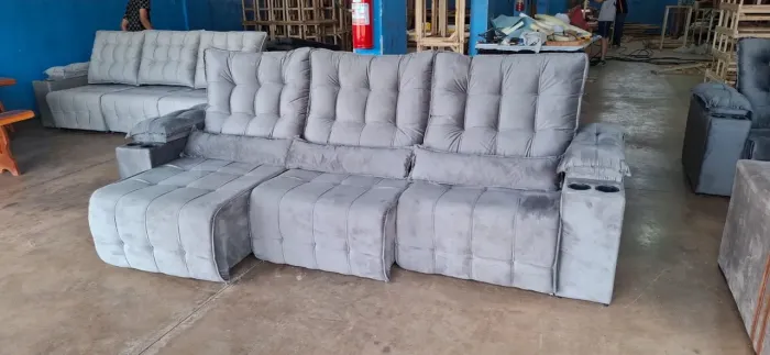 Sofá retrátil e reclinável 2.90 mt confortável e luxuoso pronta entrega