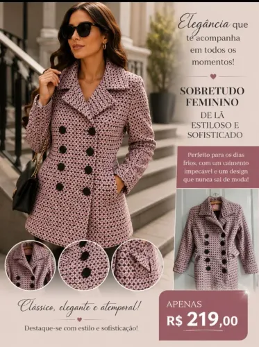 Casaco sobretudo curto acinturado 