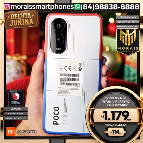 Poco M7 5G - Azul, Preto, Titanium - 256GB | 8GB RAM - LACRADO NOVO