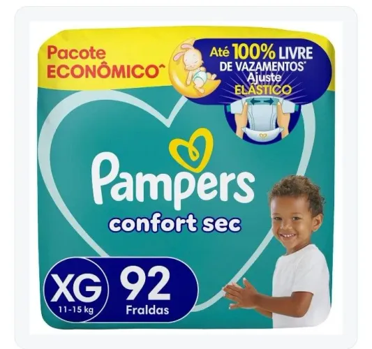 Fralda Pampers confort sec 92 unidades