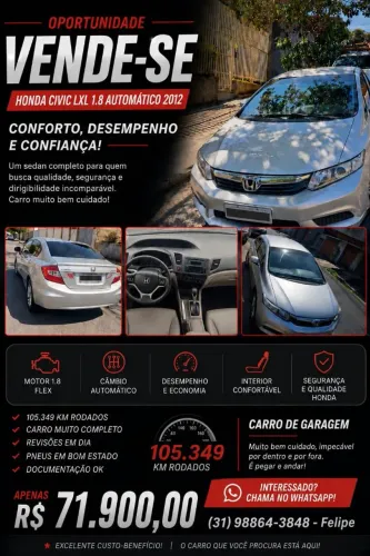 Honda Civic Sed. Lxl/ LXL SE 1.8 Flex 16V Aut. 2012