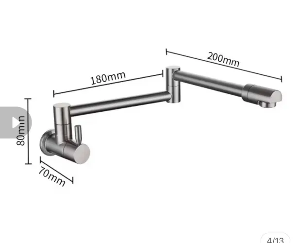 Vendo torneira Yesop de parede Articulável Dobrável inox escovado prata 40cm gourmet 