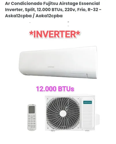 Ar Split Fujistu Airstage INVERTER 12000 BTUs + NOVO + Nota + Garantia + Cartão 12x*!! 