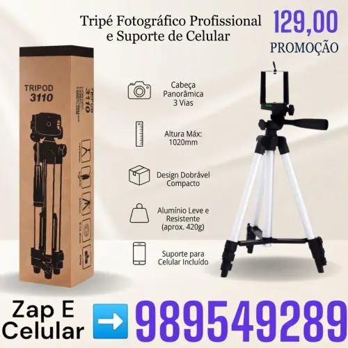 Tripé para celular 1m 