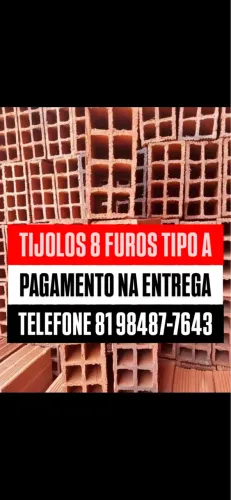 Tijolo tijolos de fábrica - 8 furos - toda região - pague na entrega