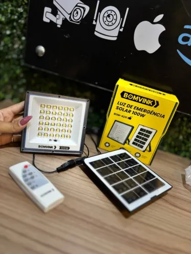 Refletor/Luz de Emergência Solar 100W BOM-4213 BOMVINK