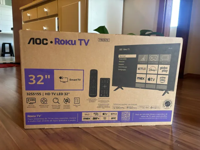 Smart TV AOC Roku 32 HD NOVA, NUNCA USADA