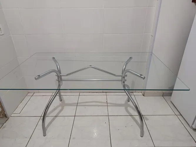 Mesa tampo de vidro 6 lugares