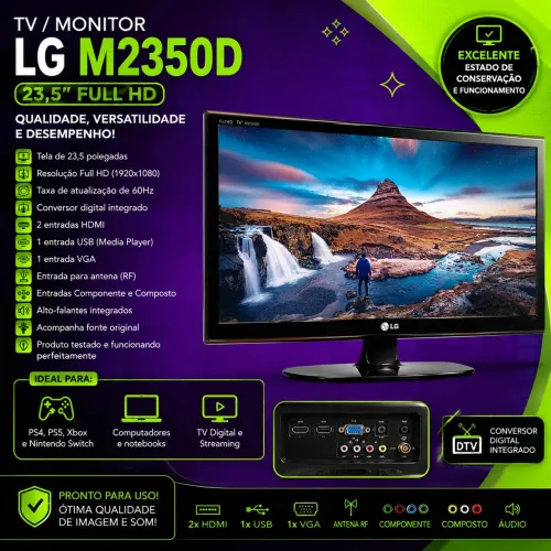 TV/Monitor LG M2350D 23,5" Full HD - Excelente Estado