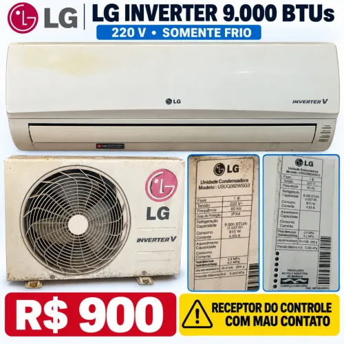 Ar-condicionado LG Inverter 9.000 BTUs 220 V - com detalhe