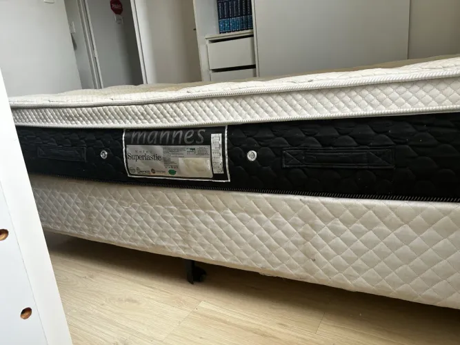 Cama Box Solteiro Super King 2,03x96cm - Base + Colchão de Molas Mannes
