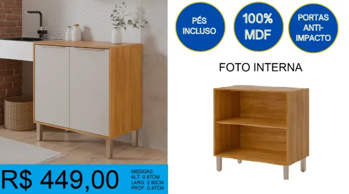 Balcão - 0.80cm - compre hoje e receba em até 72 horas 
