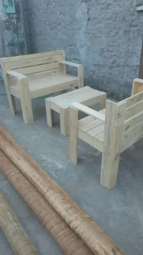 CONJUNTO COMPLETO RÚSTICO: 2 Namoradeiras + Mesa de Centro