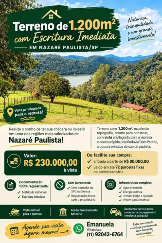 Sua Chácara Aqui! Construa Hoje! Documentado e com Água e Energia!