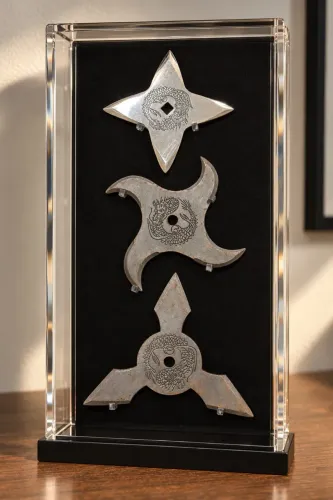 Lote 3 Shuriken Japoneses de Ferro com Dragões Gravados - Trazidos do Japão em 2004