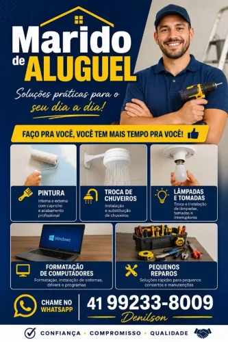 Pintor Marido de Aluguel Montador Móveis Pequenos Reparos