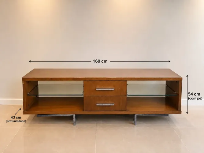 Rack para TV em Madeira Maciça 160 cm - Excelente Estado