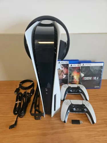 PS5 mídia física + 2 controles + Headset Sony Gold + 1 jogo