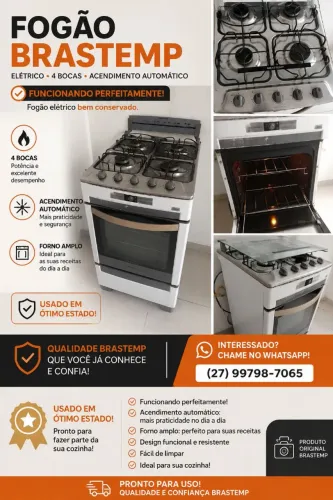 ? FOGÃO BRASTEMP 4 BOCAS ? R$ 450,00