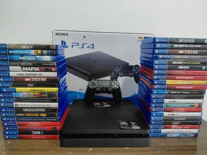 PS4 SLIM 1TB COM 2 JOGOS A ESCOLHA + GARANTIA