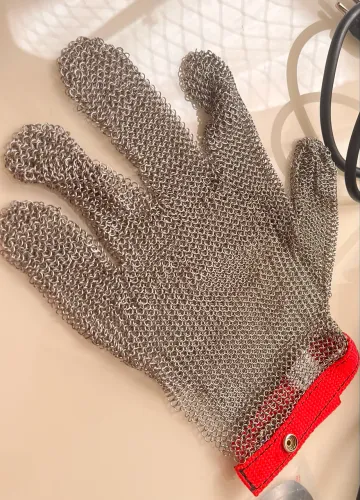 Luva Americana Malha Aço 100% Inox Alta Proteção Ajustável Tamanho M original