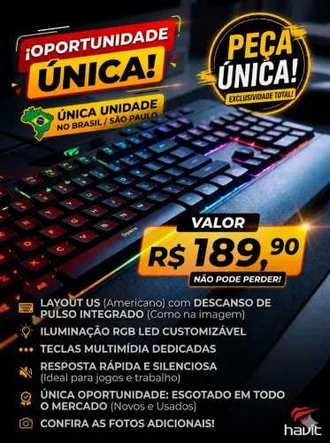Teclado Mecânico Raríssimo Havit KB487L | Único no Brasil | RGB + Numérico Integrado