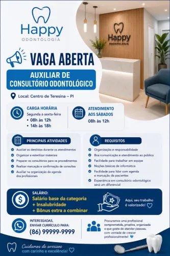 Vaga para Auxiliar de Consultório Odontológico