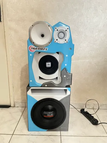 Som quadriway 12 polegadas completo com modulo, fonte e toca cd com bluetooth