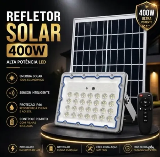 Refletor 400W Não Liga p/ Conserto + Painel / Placa Solar Funcionando (Acrílico Trincado)