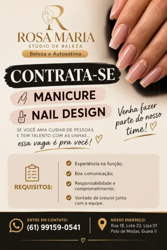 Contrata-se Manicure e Nail Designer