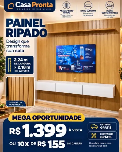 ? Painel Ripado 2,24m x 2,18m | R$ 1.399 | Entrega + Montagem Grátis