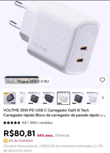 Carregador VOLTME 35W - USB-C