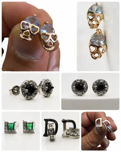 Brincos e Piercings Masculinos e Femininos Aço Inoxidável, Titânio, Metal Folheado Ouro 18