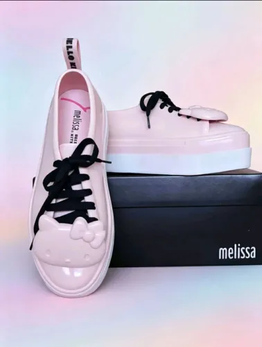 Tênis Melissa Be + Hello Kitty Ad Rosa/Branco/Preto