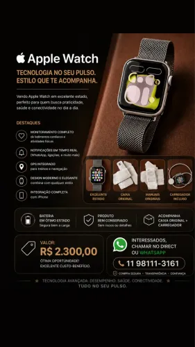 Apple Watch Série 8 Completo + Pulseira Milanesa Original - Impecável