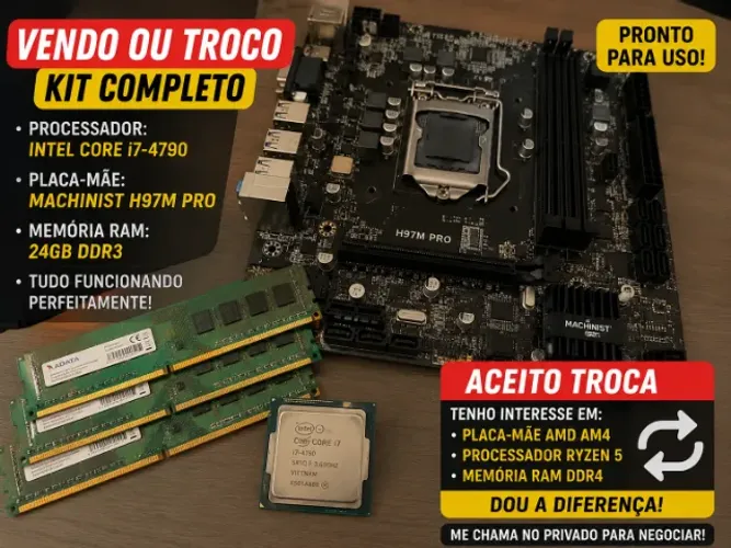 KIT COMPLETO INTEL CORE I7 - VENDO OU TROCO POR KIT AMD | 32 E RAM COM VOLTA