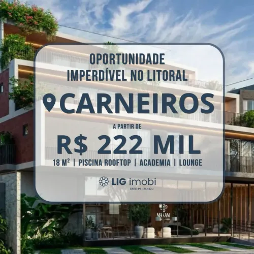 Oportunidade em Carneiros | Studios modernos e lazer de resort, tudo isso a poucos metros