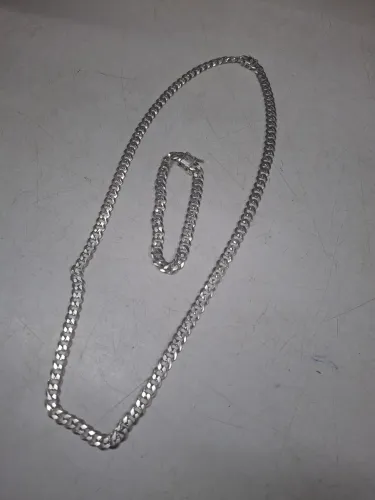 Corrente e Pulseira de Prata 925 8mm