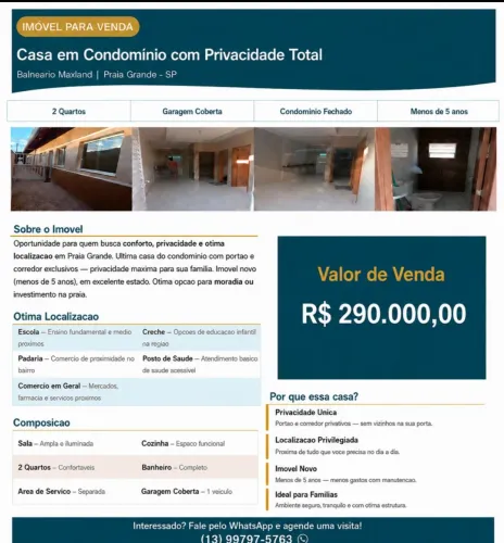 Casa de condomínio na Praia Grande