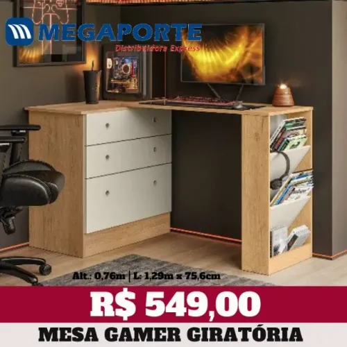 Mesa Giratória Gamer com Cômoda (NOVO) Entrega Grátis! 