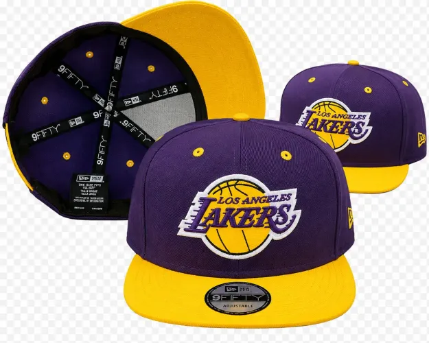 Bone Aba retas New era Premium roxo e amarelo Lakers